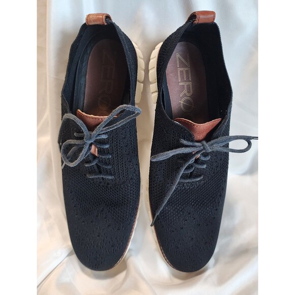 Cole Haan Zerogrand Stitchlite Black Knit Wingtip Shoes C24948 Mens Size 9.5 - Picture 2 of 8